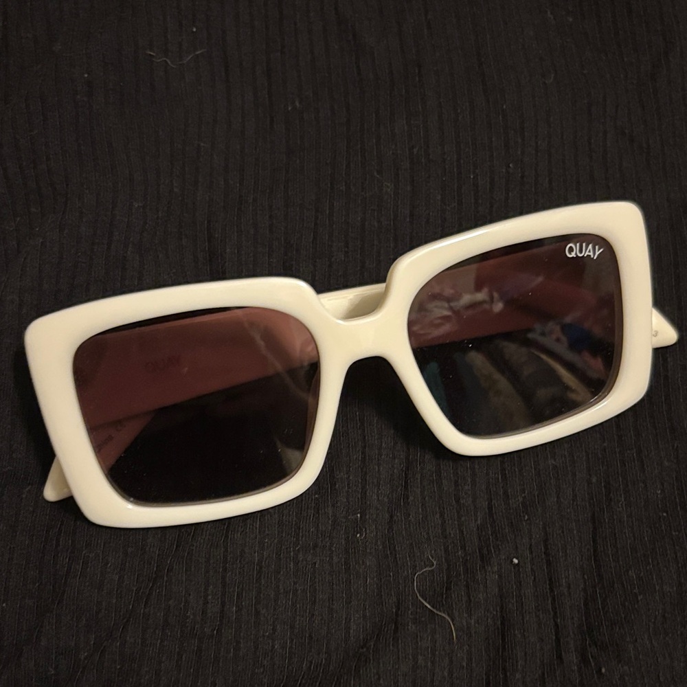Quay Australia Cream Square Sunglasses